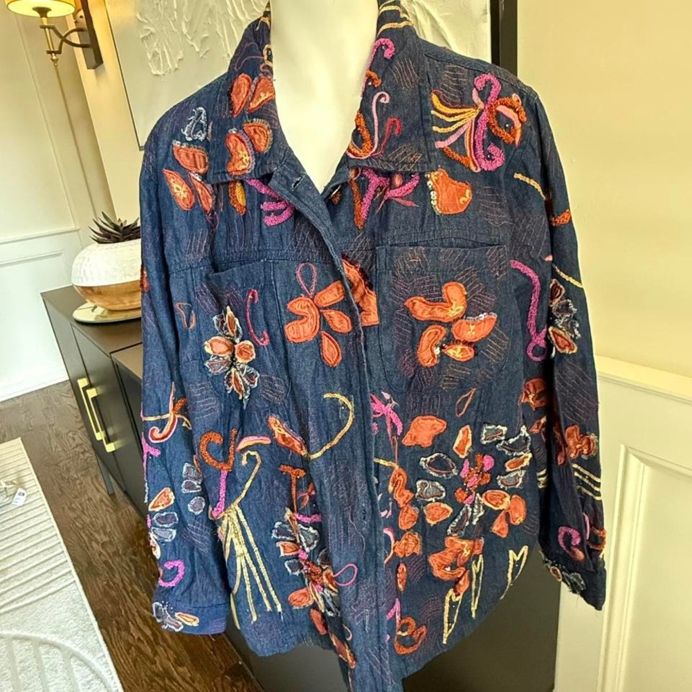 Alex Kim floral embroidered‎ denim jacket